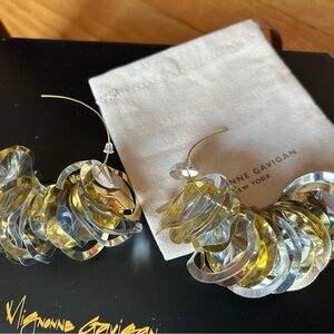 Mignonne Gavigan Silver and Gold Statement Earrings with Circular Hoop Design